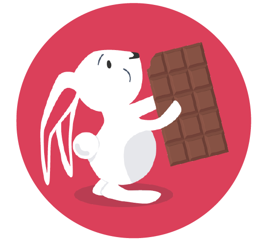 Bunny eating chocolate